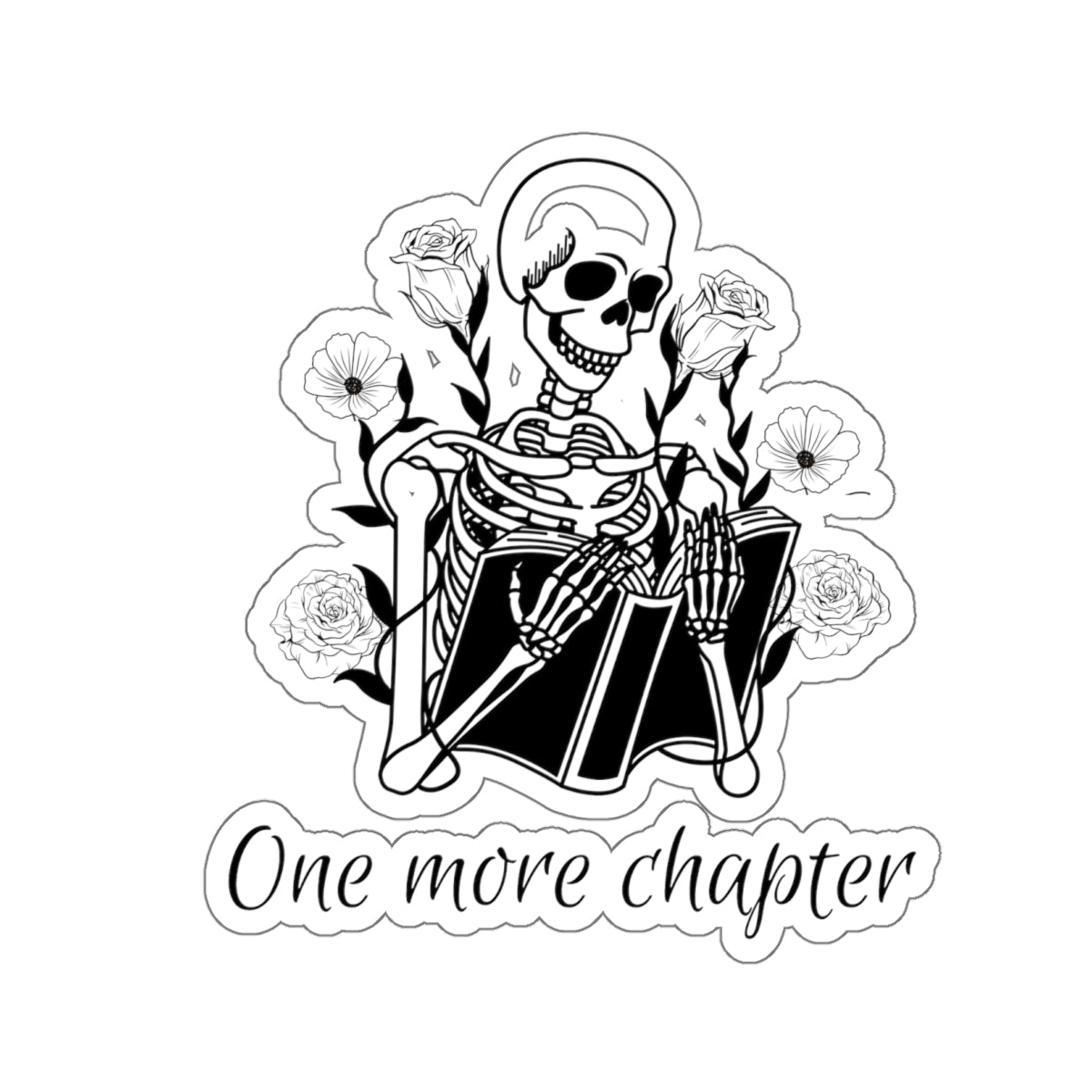 Just One More Chapter Skeleton Floral Kiss-Cut Stickers