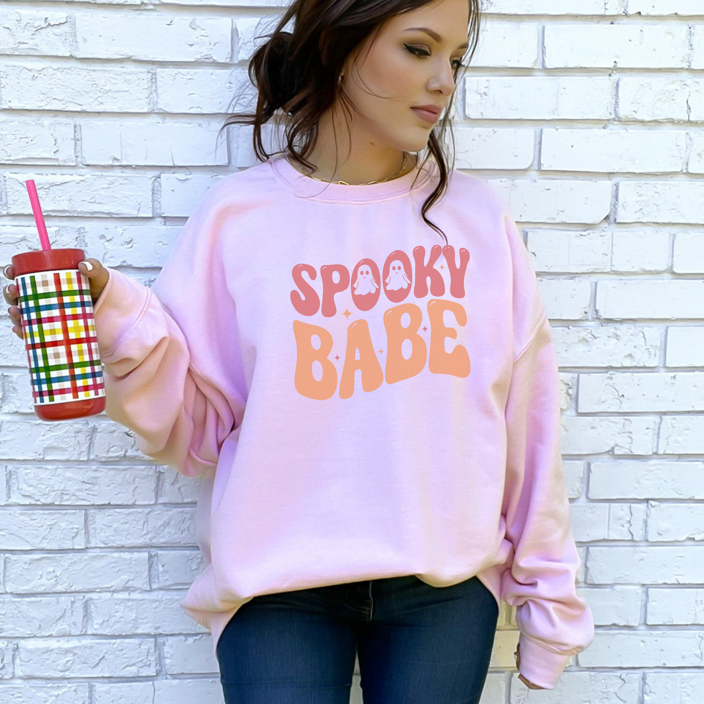 Spooky Babe Halloween Ghost Unisex Heavy Blend™ Crewneck Sweatshirt