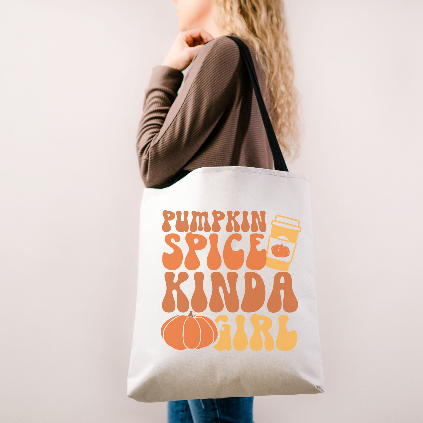 Pumpkin Spice Kinda Girl Retro Tote Bag