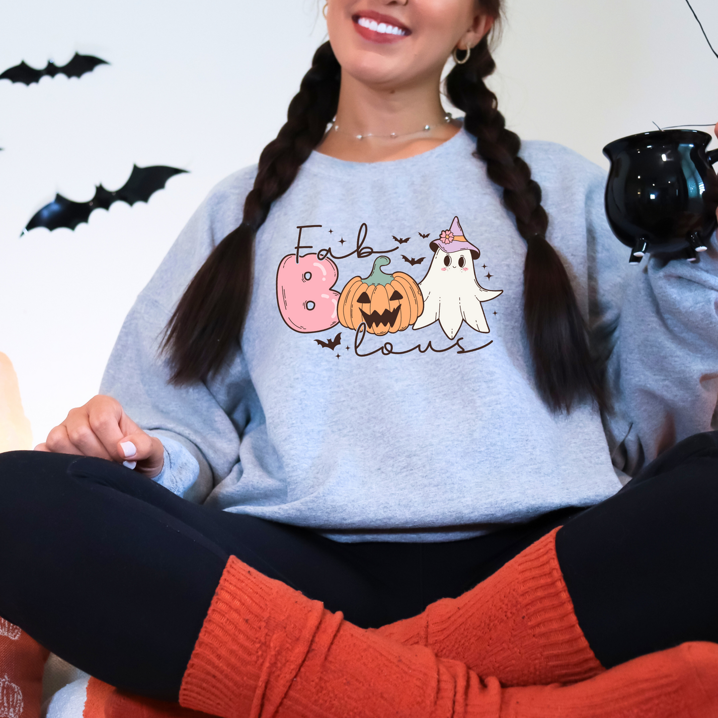 Fab - BOO - lous Retro Ghost Halloween Unisex Heavy Blend™ Crewneck Sweatshirt