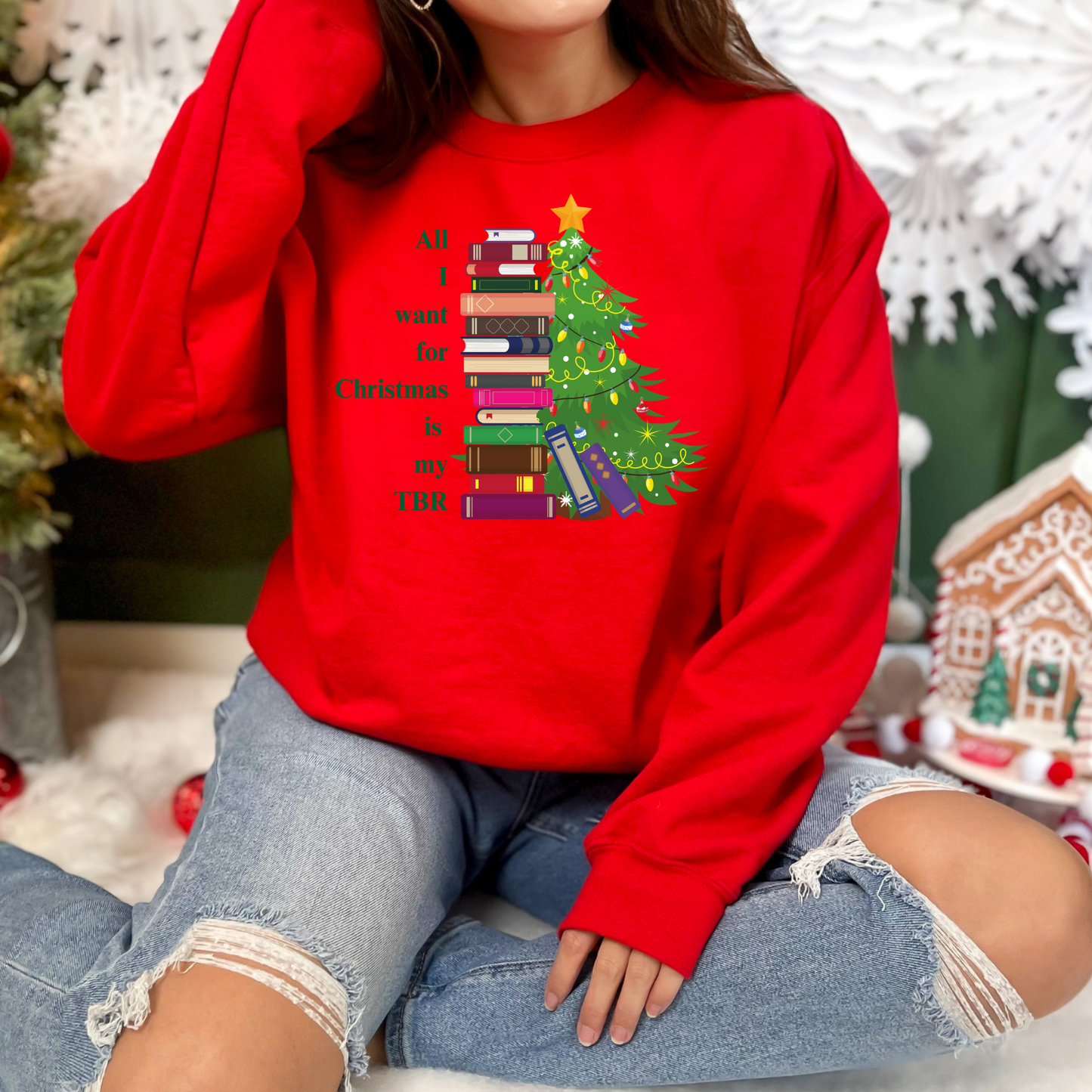 All I Want For Christmas is My TBR Book Lover Unisex Heavy Blend™ Crewneck Sweatshirt