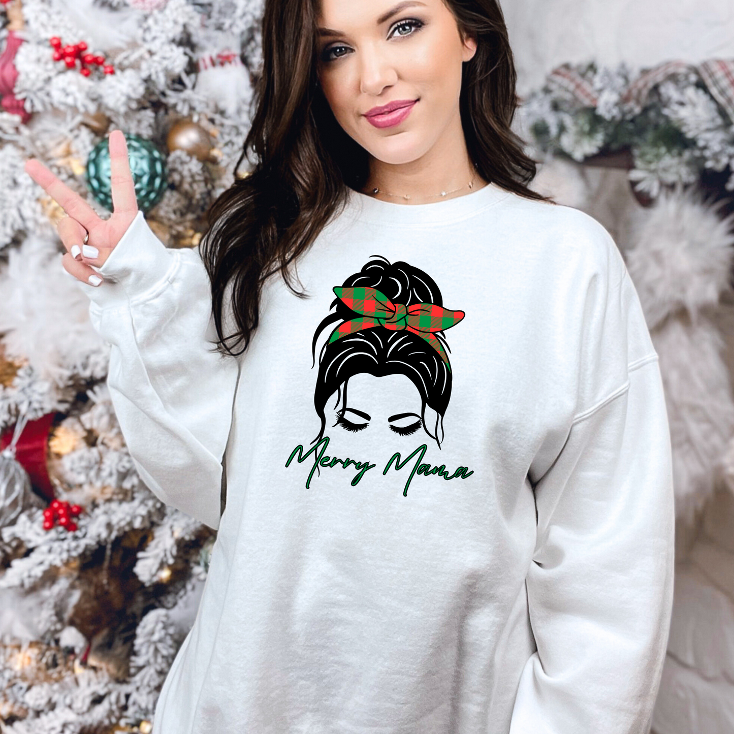 Merry Mama Messy Bun Unisex Heavy Blend™ Crewneck Sweatshirt