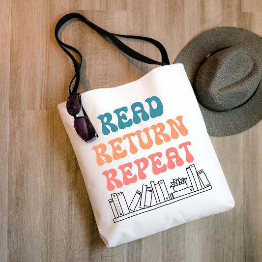 Read Return Repeat Retro Book Lover Tote Bag